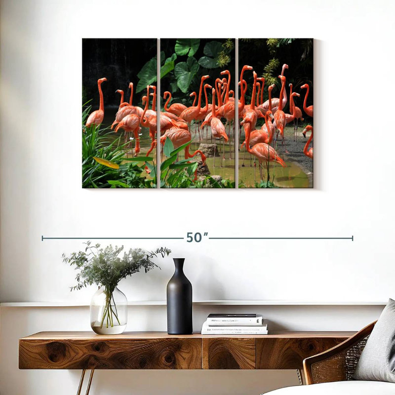 Flamants des Caraïbes, H 24 po x l 38 po