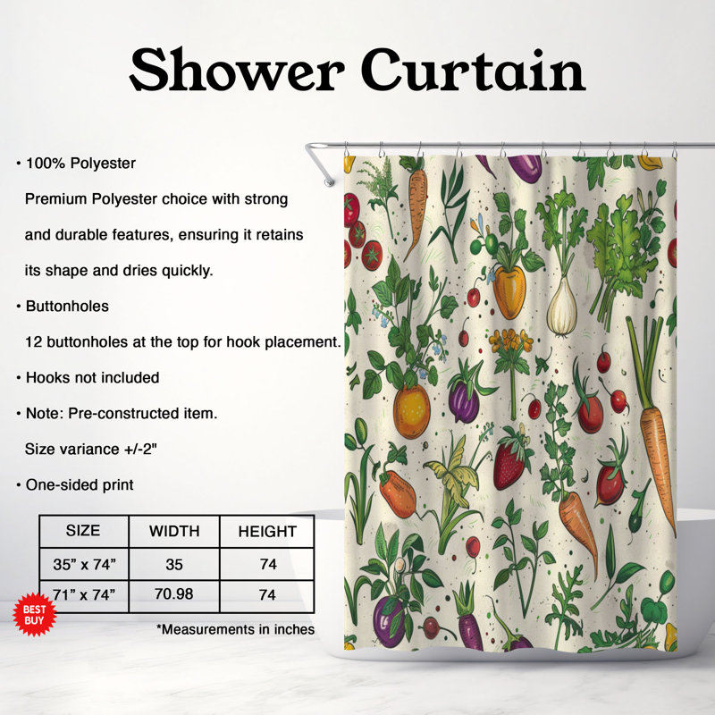 Rideau de douche Fresh Zucchini - Premium, H 74 po x l 71 po