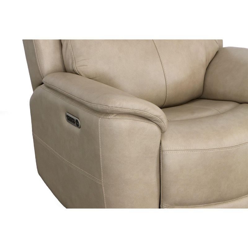Cooper Power Recliner with Power Headrest & Lumbar, Cream Genuine Leather