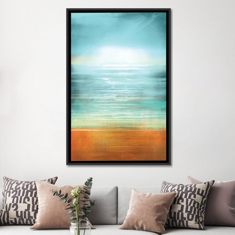 «Ocean Abstract», reproduction d'impression sur toile, H 60 po x l 40po x P 1,5 po, Toile avec cadre noir, Pas de tapis