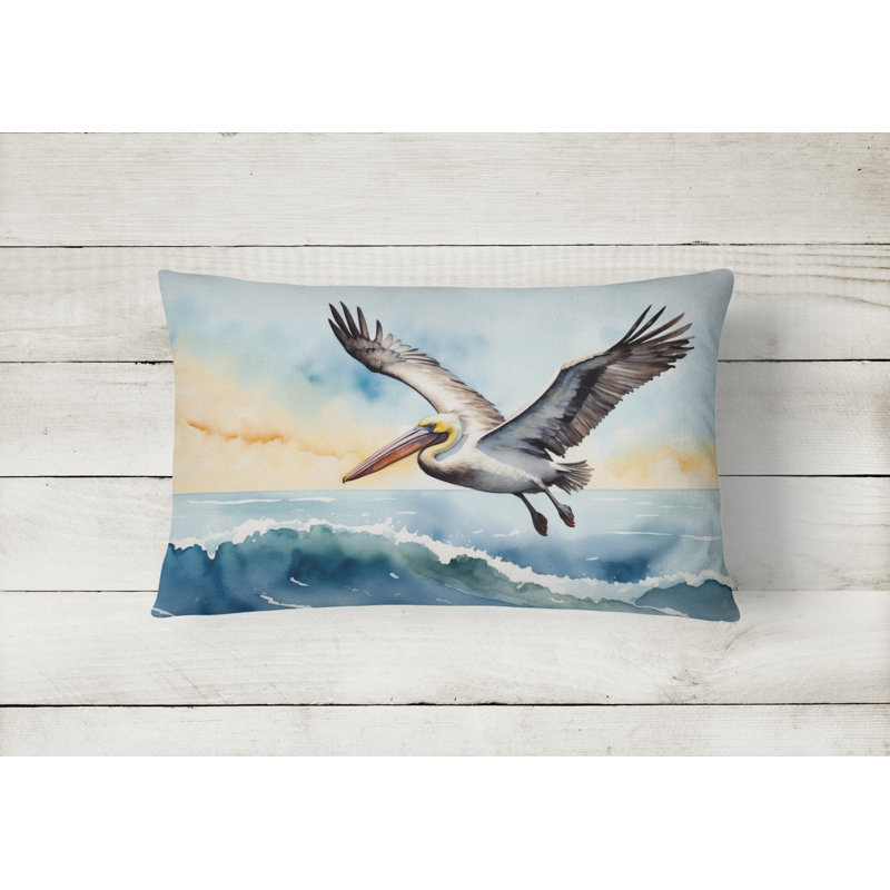 Pelican Soaring Throw Pillow, Rectangle 12"H x 16"W