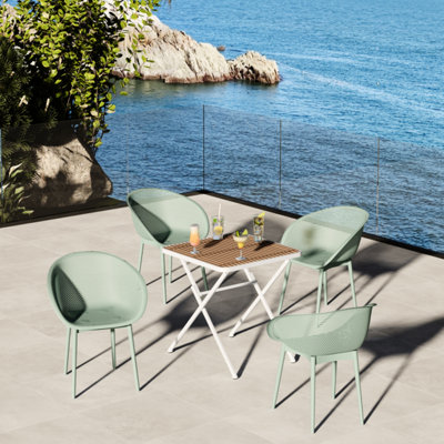 All - Weather Indoor/Outdoor Lounge Chair Table Combination, 2 Chairs Of High Grade Pp, 1 Pp With Metal Legs, Breathable Mesh, Zero Maintenance , Ergonomic Support