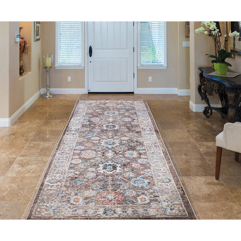 Emmajo Brown Moroccan No Distressing Antique Aesthetic Area Rug, Runner 2'3" x 7'3"