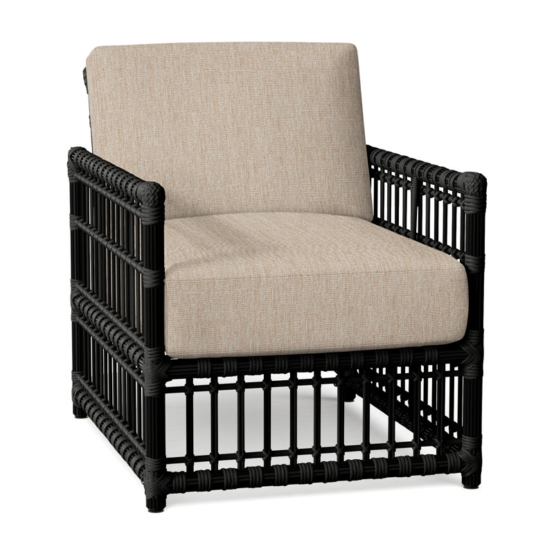Newport N-Dura Resin Wicker Outdoor Woven Lounge Chair, Pas de soudure, Toile sable, Onyx