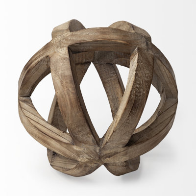 Logan Brown Wooden Hollow Orb Sculpture