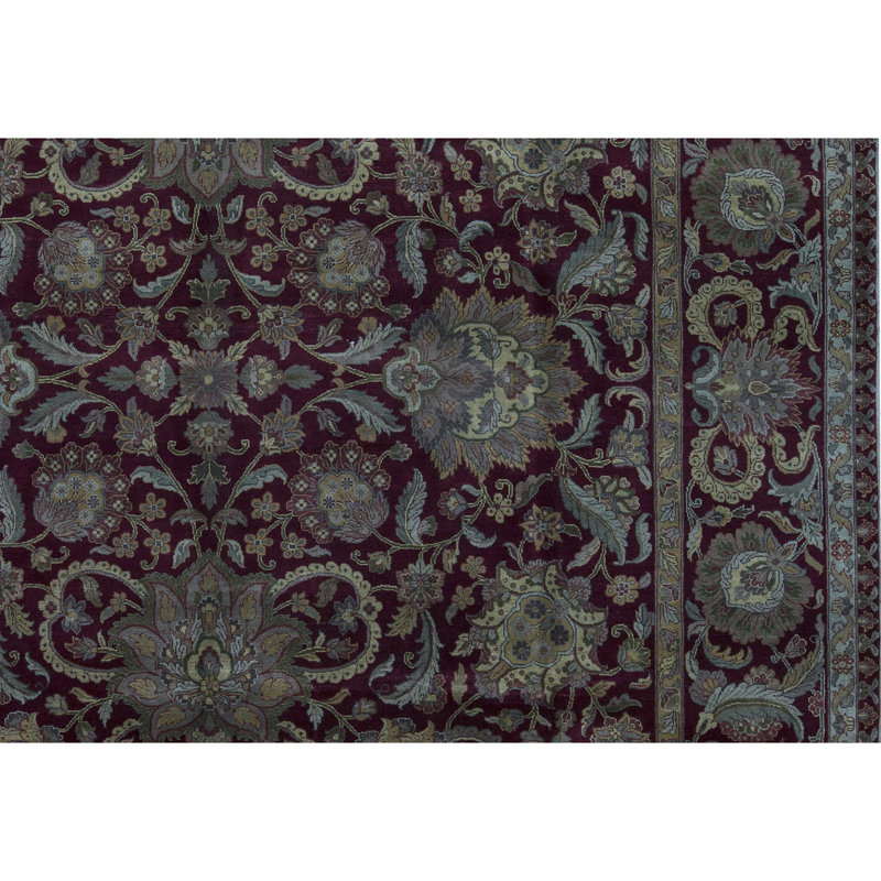 Tapis rouge foncé de haute qualité noué à la main