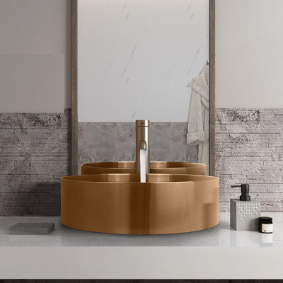 Lavabo de salle de bain vasque circulaire en acier inoxydable noir / or / argent / or Kainon