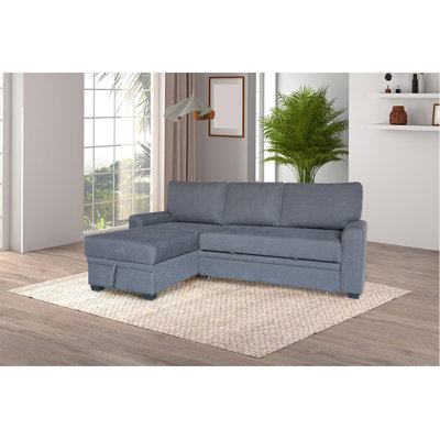 Canapé-lit modulaire en flanelle de tissu l 90,5 po Nicolo avec méridienne de rangement orientée vers la gauche