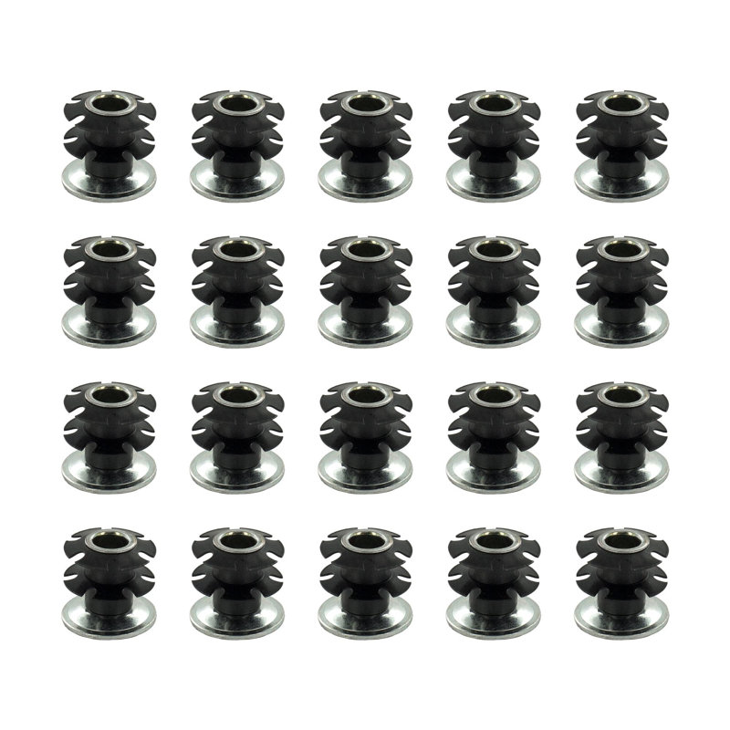 Insert de roulette à filetage étoile double Outwater Industries | Acier traité à la chaleur | Convient aux tubes ronds de 1-1 / 8 po de calibre 16 à 18 | FILETAGE: 3 / 8-16 | Paquet de 20