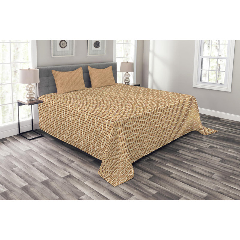 Modern & Contemporary Polyester Geometric Shapes Coverlet, King Coverlet + 2 Shams