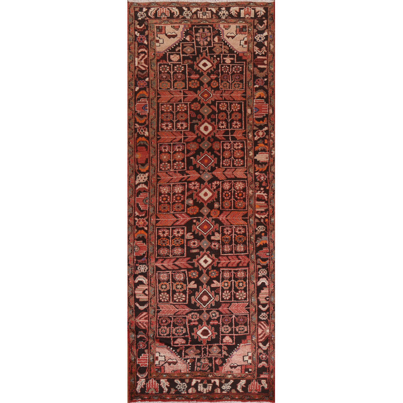 Tapis de couloir unique en laine noué à la main de style années 1960 de 3 pi 4 po x 10 pi 1 po Sayid