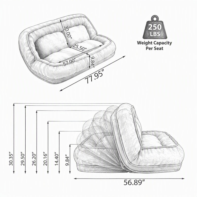 Canapé-lit moderne moelleux et lit pour animaux de compagnie avec dossier inclinable réglable pour un confort polyvalent