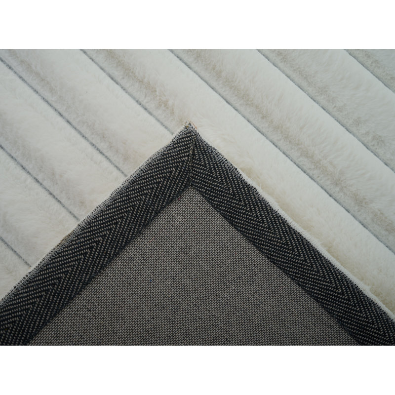Nickole Collection Cream Ultra Soft Ribbed Faux Fur Area Rug, Rectangle 8' x 10'