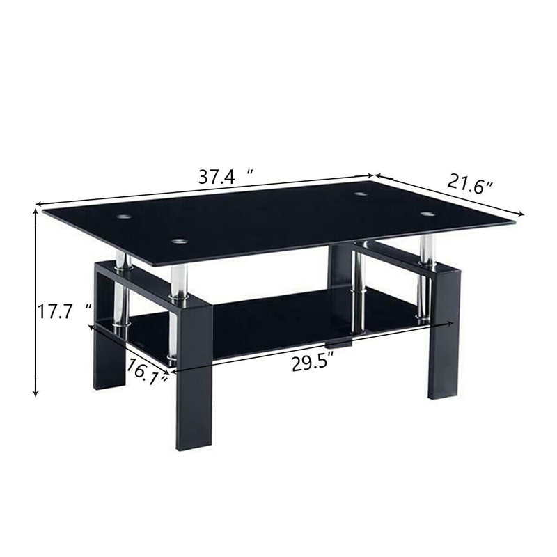 Table basse rectangulaire en verre