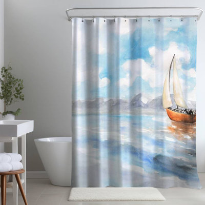 Shower Curtain CO76 – Polyester Shower Curtain, Dye Sublimation Print, 71" W × 74" L
