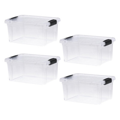  Petite boîte de rangement transparente avec couvercle, bacs en plastique de 6,6 pintes pour l'organisation, caisses empilables, sans BPA, non toxiques, sans odeur, organisateurs pour la maison, le bureau, l'école et le dortoir, paquet de 4