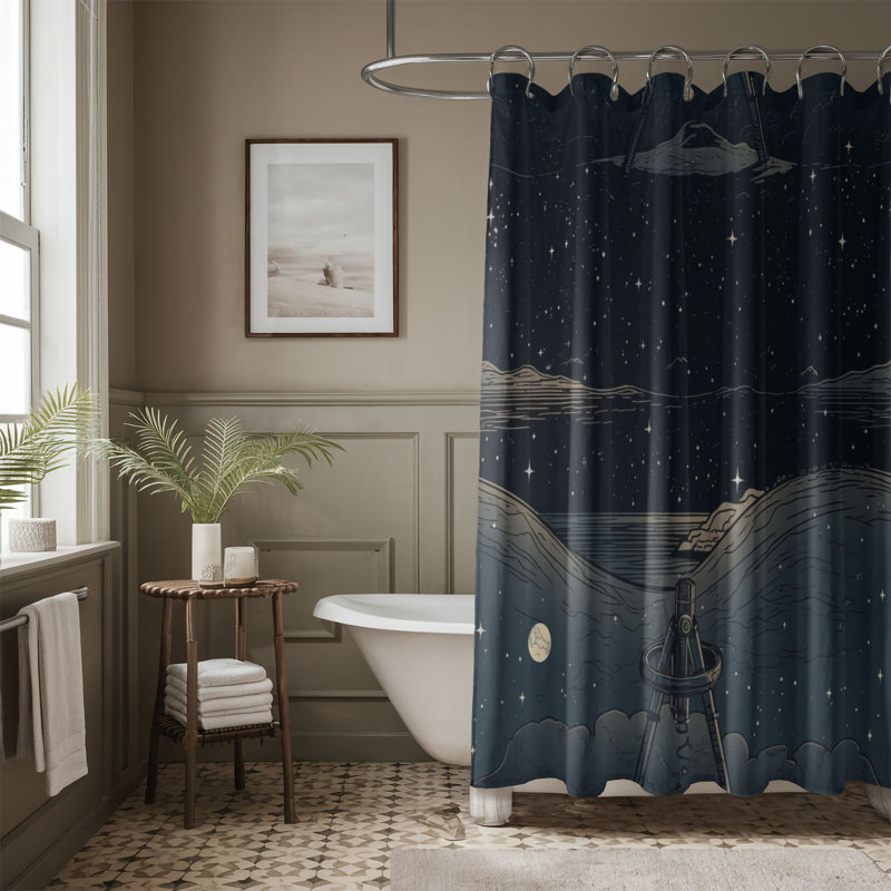 Sheely Abstract Shower Curtain, 74"H x 71"W