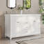 Meuble-lavabo avec lavabo double en résine, 3 tiroirs, 4 portes et mécanisme de fermeture en douceur pour les salles de bain de taille moyenne à grande