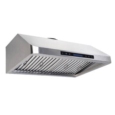 Awoco RH-C06-30 Classic 6 High Stainless Steel Under Cabinet 4 Speeds  900CFM Range Hood with 2 LED Lights Top Vent (30W Top Vent)