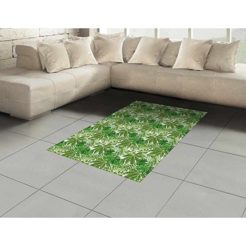 Tapis décoratif à haute densité en fibres de polyester Palm Leaf, Rectangle— 4 pi x 5 pi 8 po