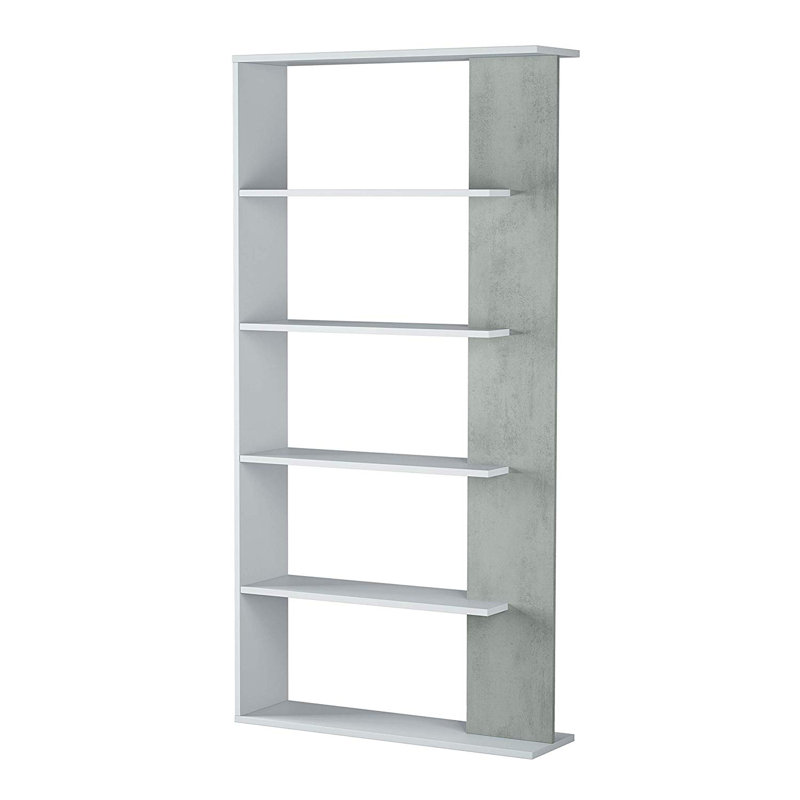 Bookcase Columbia, Double-Sided Bookcase With 5 Shelves, Divider Shelf, 90X25H180 Cm, White/Grey