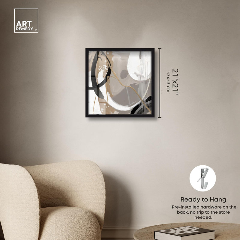 «Harmony of Neutrals Kitchen Decor Shadowbox» par Art Remedy, H 21 po x l 21 po, Noir