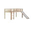 Lit simple mezzanine bas avec glissade, échelle, barrières de sécurité, lit mezzanine simple en bois d'hévéa