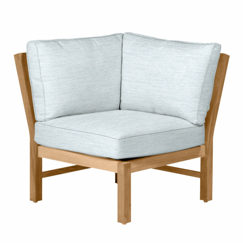 Fauteuil d'angle modulaire Club Teak - Teck naturel, Trépointe, Papier ciel, Teck naturel