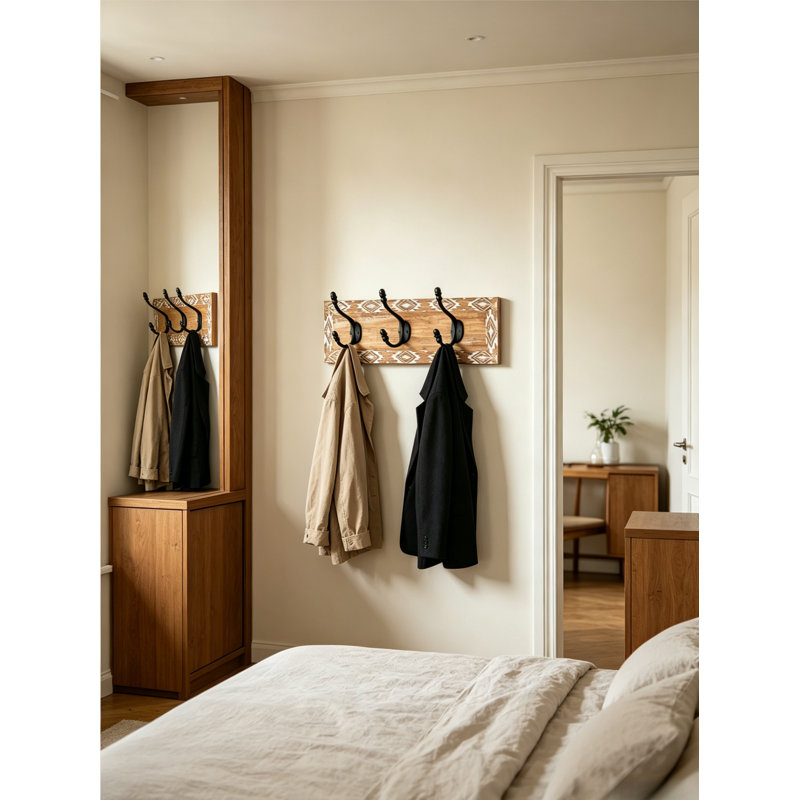 Portemanteau mural en bois Boho Aztec