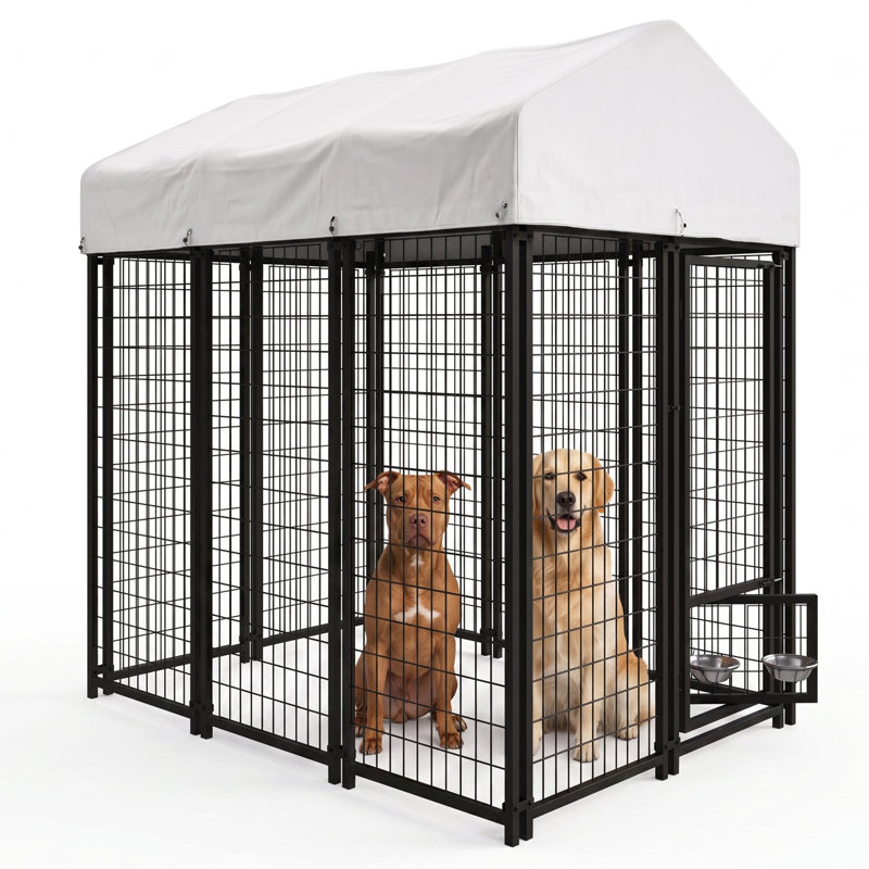 Enclos pour chien en acier, H 72,1 po x l 50,4 po x P 69 po