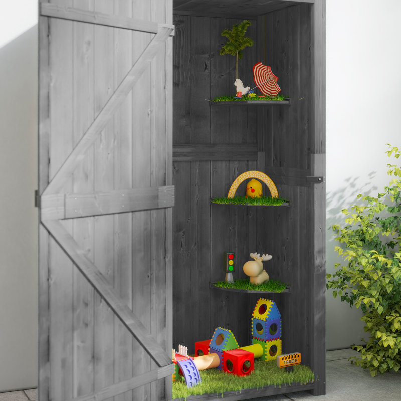 2.5 ft. W x 1.8 ft. D Solid Wood Tongue & Groove Steep Slope Tool Shed, Grey