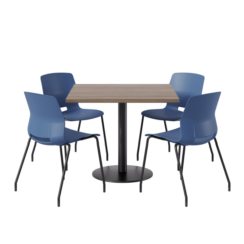 Ensemble repas pour 4 personnes à hauteur de bar, Bleu marine / Noir, H 41 po x L 36 po x l 36 po, Teck studio