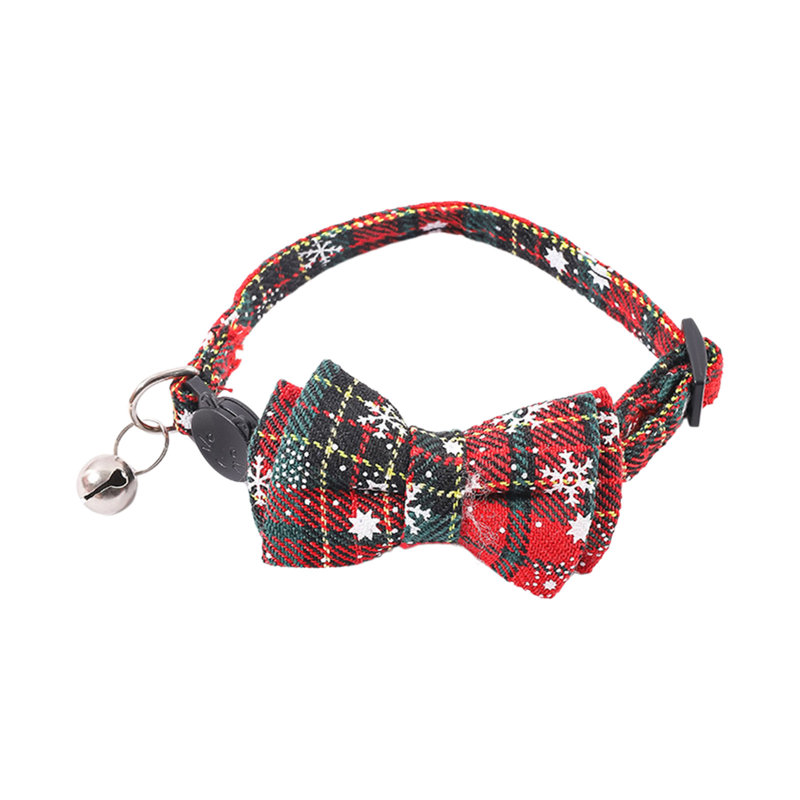 Collier de Noël doux en tissu doux avec nœud pour petits chiens moyens, décoration et cadeau des Fêtes, rouge 9,8 à 12,6 po