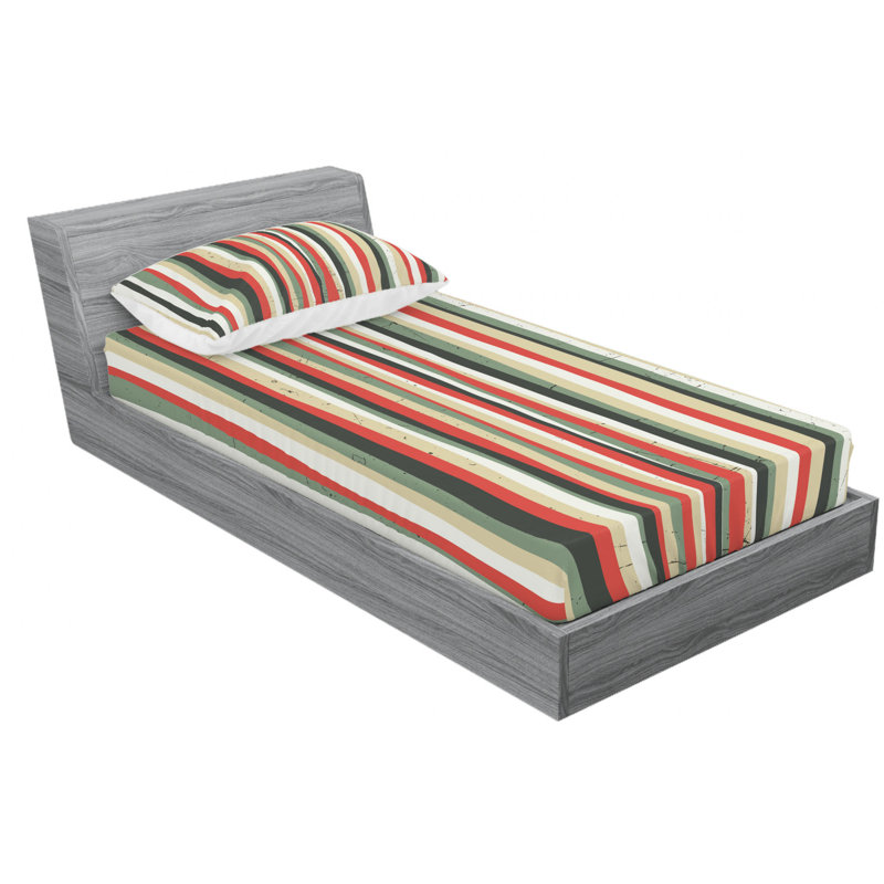 Microfiber Striped Sheet Set, Twin XL Sheet Set + Fitted Sheet + 1 Pillowcase, Pink/White Striped
