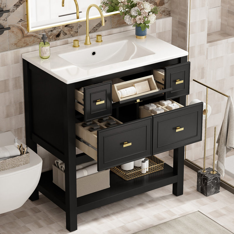 Ensemble de meuble-lavabo simple 30 po, Noir, noir, noir, noir