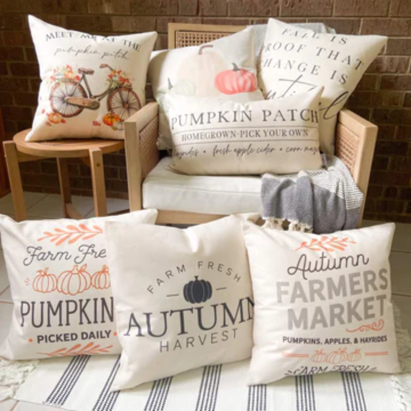  Farm Fresh Pumpkins Cotton Pillow Cover