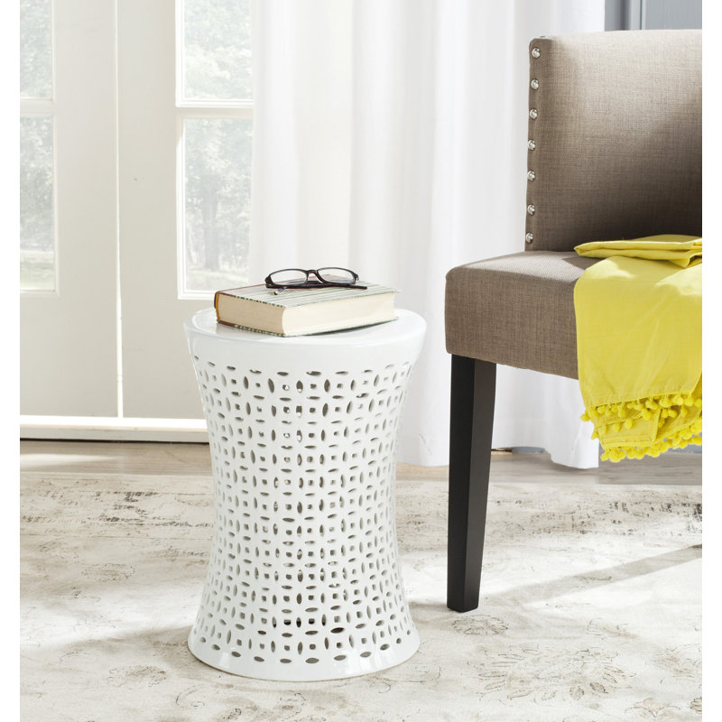 Tabouret de jardin en céramique Alondo, Blanc