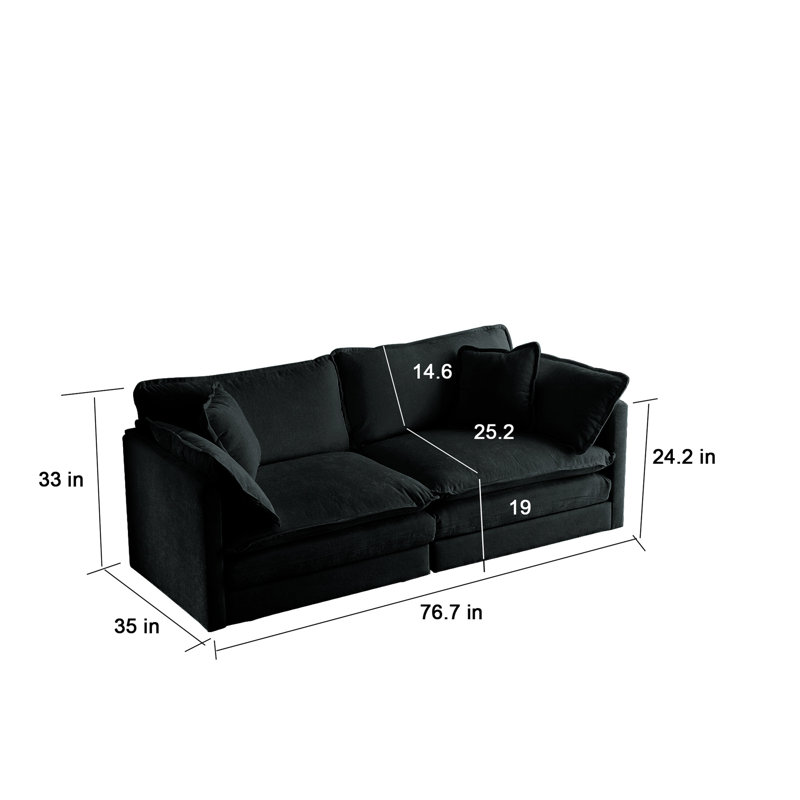 Comfortable And Stylish Chenille Two-Seater Sofa With Ottoman For Relaxing And Entertaining