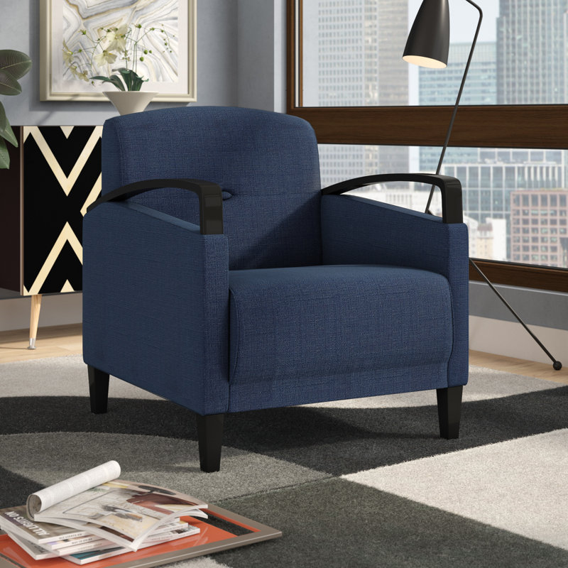 Fauteuil capitonné l 30 po Fabiano, Indigo tissé