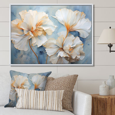 " Beige Carnations On Blue III "