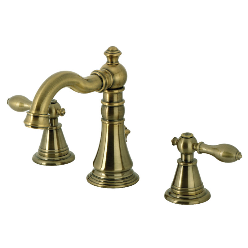 Victorian Widespread Bathroom Faucet with Drain Assembly, Vintage Brass