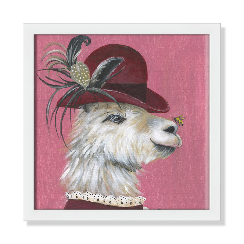 Art sur toile llama, H 13 po x l 13 po x P 1,18 po, Cadre blanc