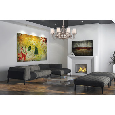 Sennett 35" 8-Light Fandelier in Nickel with Remote Control