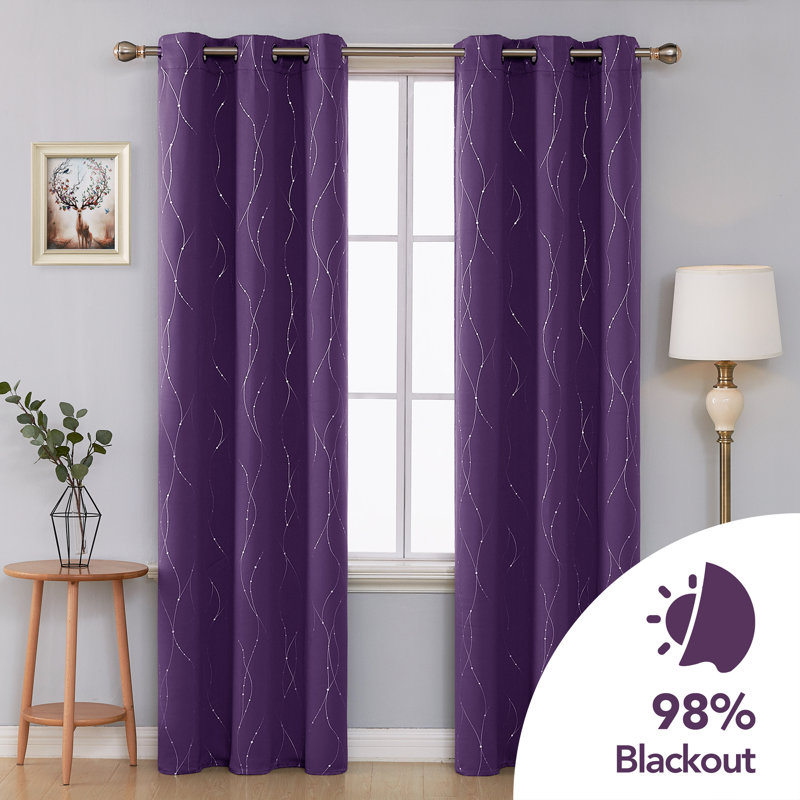 Room Darkening Curtain Pair, 38" W x 63" L, Purple