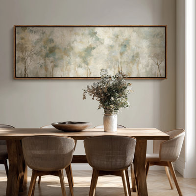 Extra Large Ethereal Forest Silhouette in Soft Sage Tones Print Wall Art