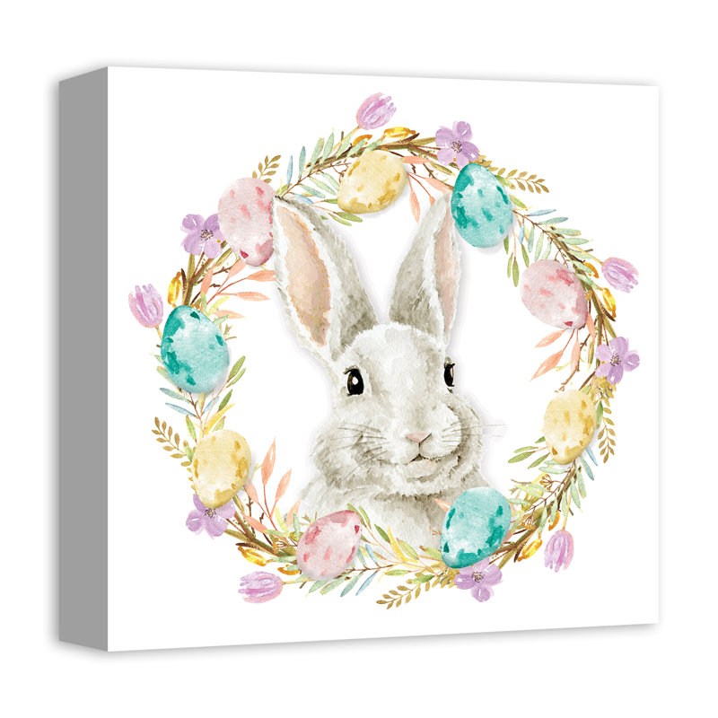 Couronne de lapin de Pâques par Inconnu - impression sur toile tendue, L 12 po x H 12 po