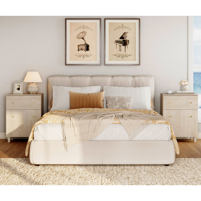 Set Of 2 Large Nighstands Bedside Tables With Drawers And Doors