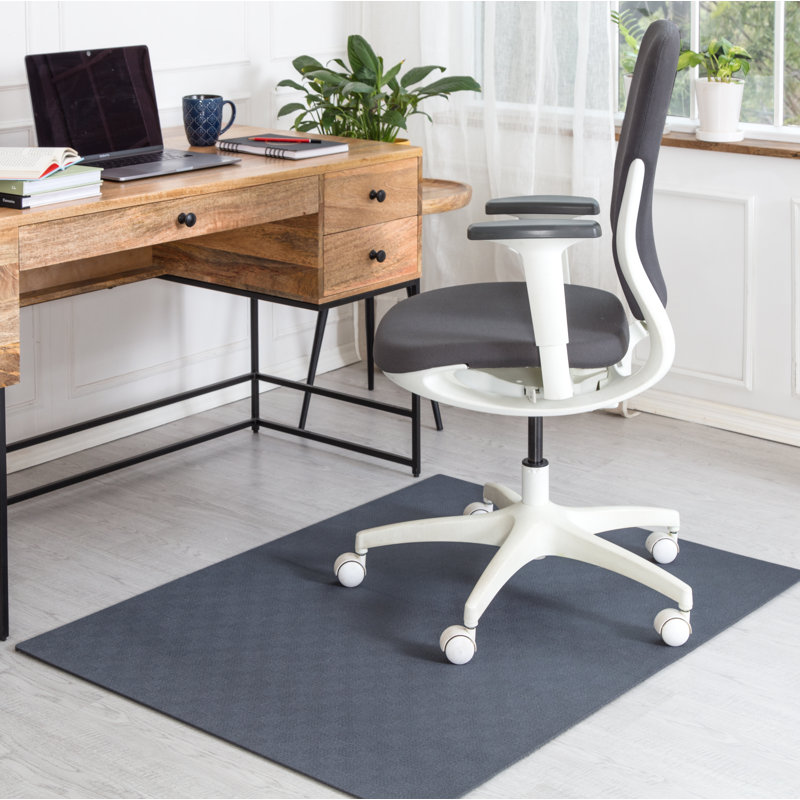 Gray Rectangular PVC and Polyester Office Chair Mat