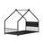 Twin Size House Bed With Roof And Colorful Lights, Metal Bed Frame With Slats And Legs, House Bed For Boy, Girls And Young Teens, No Box Spring Needed (Black)-574111832-574111833