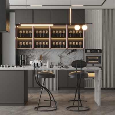 Hauteur de comptoir en noir, de 2, coussin en mousse souple, base glissante, idéal pour la cuisine et les tabourets de bar noirs avec repose-pieds, structure de siège en forme de X, grande capacité, assemblage facile, sièges d'intérieur